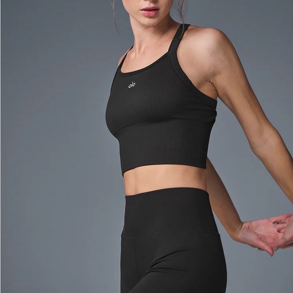 ALO Yoga Black Athletic Sports Bra - Picture 1 of 3